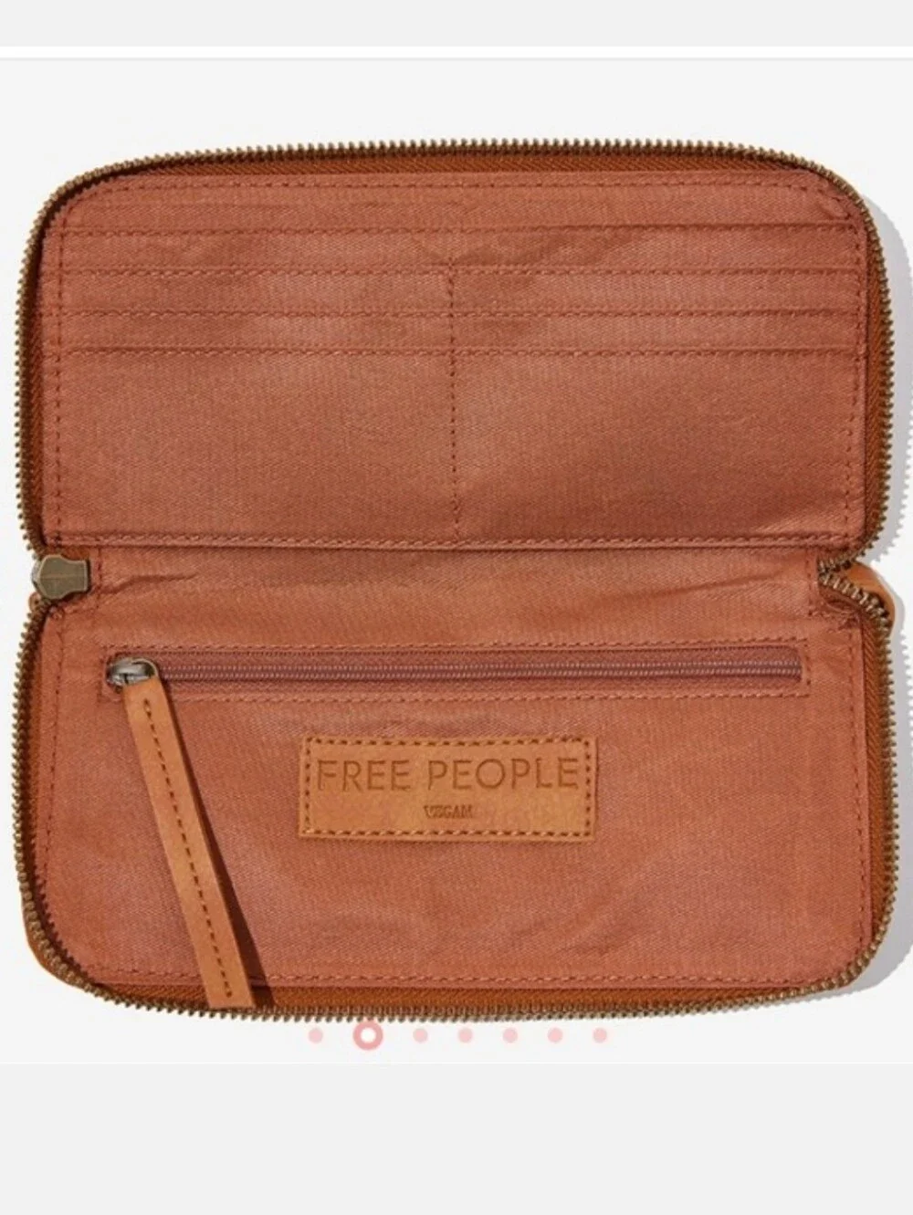 Free People Distressed Vegan Leather Wristlet Wallet In Brown